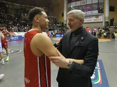 Il giemme Arcieri qui con Ross, tra i giocatori confermati per la prossima stagione (Foto Bruni)