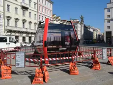 Il prototipo della cabinovia esposto nel 2023 a Trieste