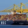 Una nave portacontainer della compagnia armatrice Msc, ormeggiata al Molo VII del porto di Trieste