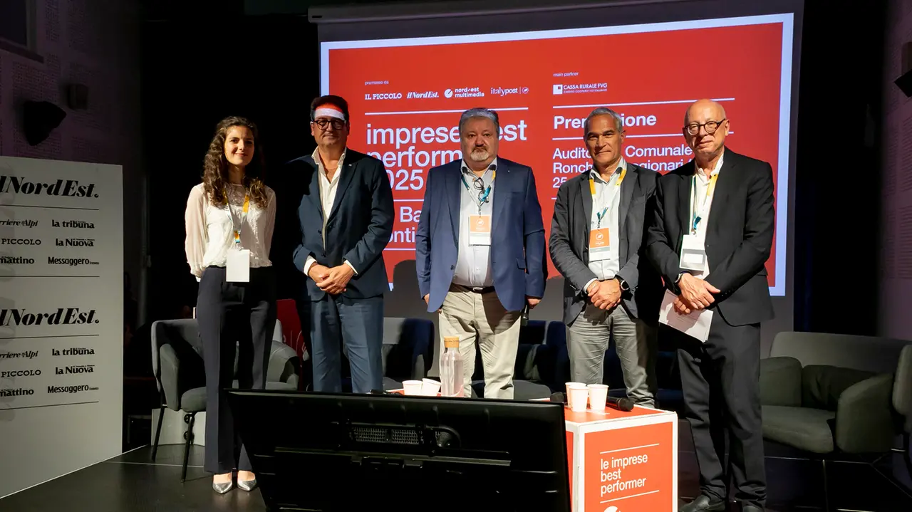 Sofia Treu, Gianpaolo Martinelli, Tiziano Portelli, Fabrizio Russo e il giornalista Giulio Garau. Foto Bonaventura