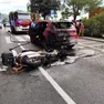 I mezzi incidentati in viale Miramare: lo scooter ha preso fuoco