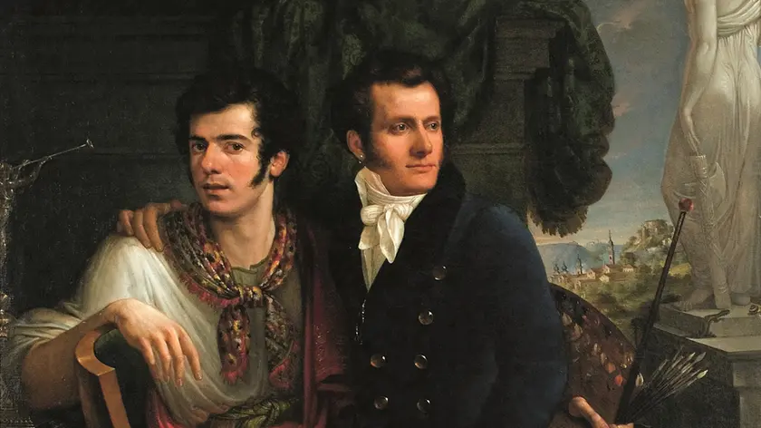 Dettaglio de "Autoritratto col fratello Francesco" di Giuseppe Tominz, 1818