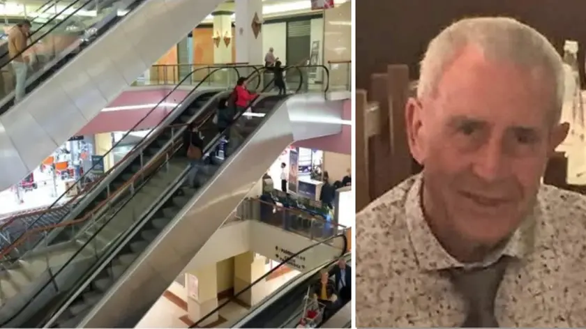 A sinistra le scale mobili del centro commerciale Torri d’Europa. A destra la Stefano Badalucco