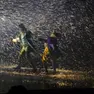 La tempesta di neve inscenata durante lo spettacolo
