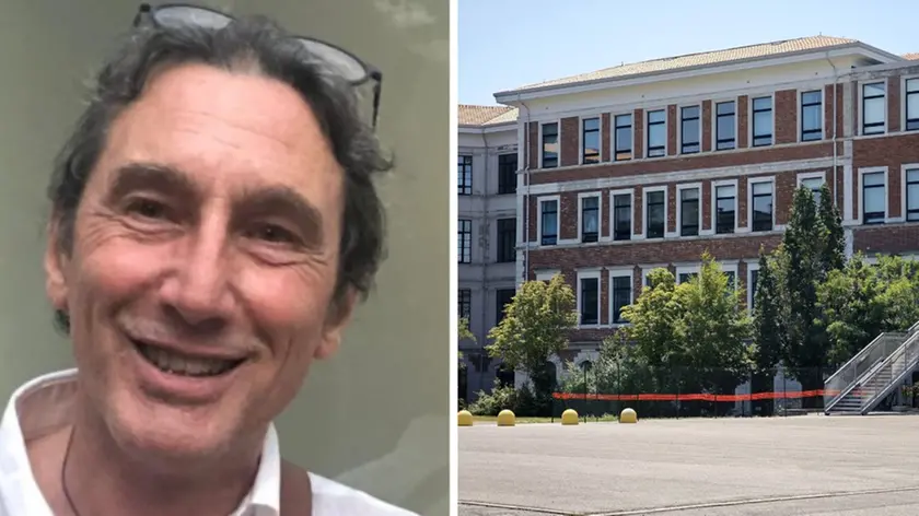 A sinistra il prof. Maurizio Pagliaro, a destra, nella foto di Lasorte, l'istituto Da Vinci dove insegnava
