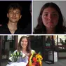 In basso Rossella Ruberti con il mazzo di fiori post diploma all’esterno del Nordio. In alto a sinistra Simone Bopnazzza, a destra Rachele Guccione