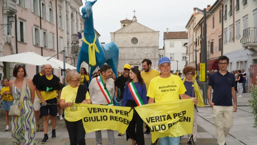 Il corteo con Marco Cavallo a Gradisca che ha preceduto il dibattito a teatro (foto Marega)
