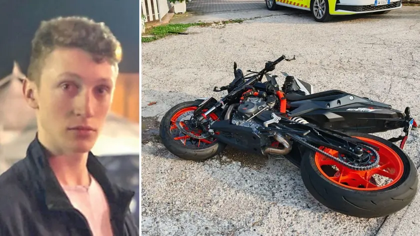 Alessandro Finos e la sua Ktm a terra dopo lo schianto mortale