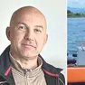 Francesco Sguazzin e, a destra, la barca della guardia costiera