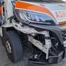 L'ambulanza danneggiata a Cattinara