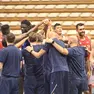 L’Italbasket al termine della sessione di allenamento sul parquet del PalaRubini Foto Bruni