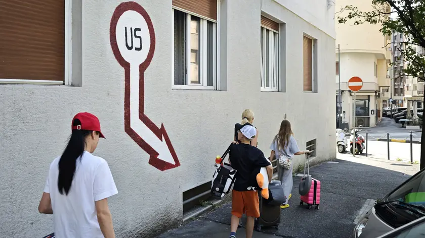 L’indicazione “Us” recuperata in via Fabio Severo. Fotoservizio Lasorte