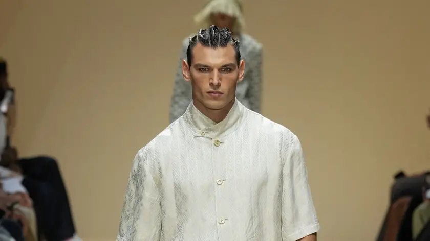 Il goriziano Stefano Tomadini alla sfilata di Emporio Armani lo scorso giugno