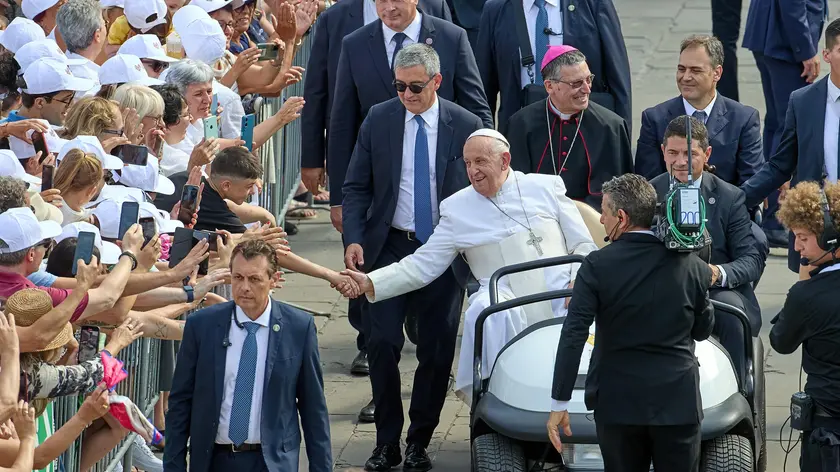 Papa Francesco nel corso della sua ultima visita a Trieste, il 7 luglio 2024. Foto Silvano