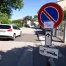 Uno dei cartelli per i lavori in via del Carso (Marega)