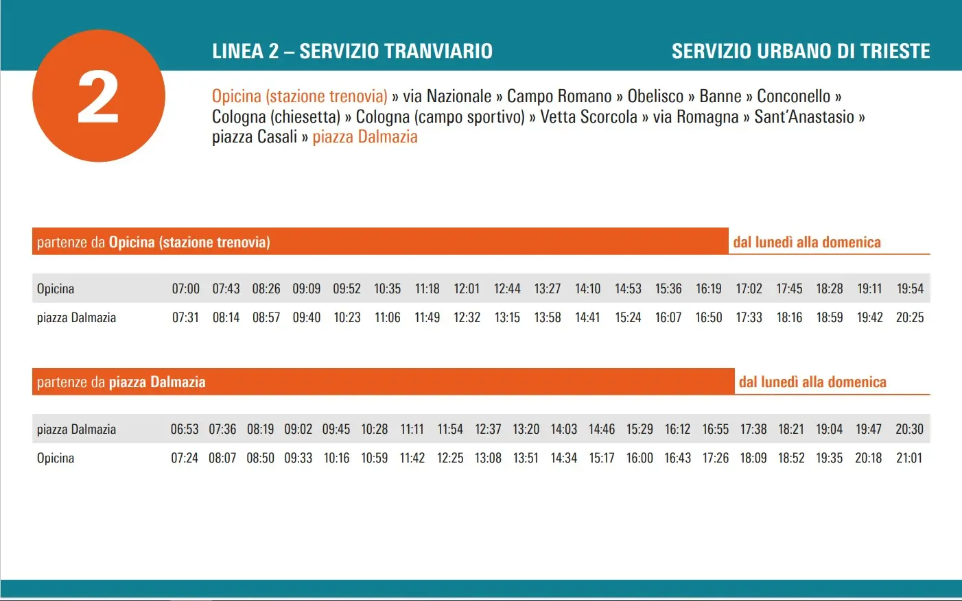 L'orario provvisorio valido il primo settembre