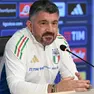 Il ct azzurro Gennaro Gattuso durante la conferenza stampa a Coverciano