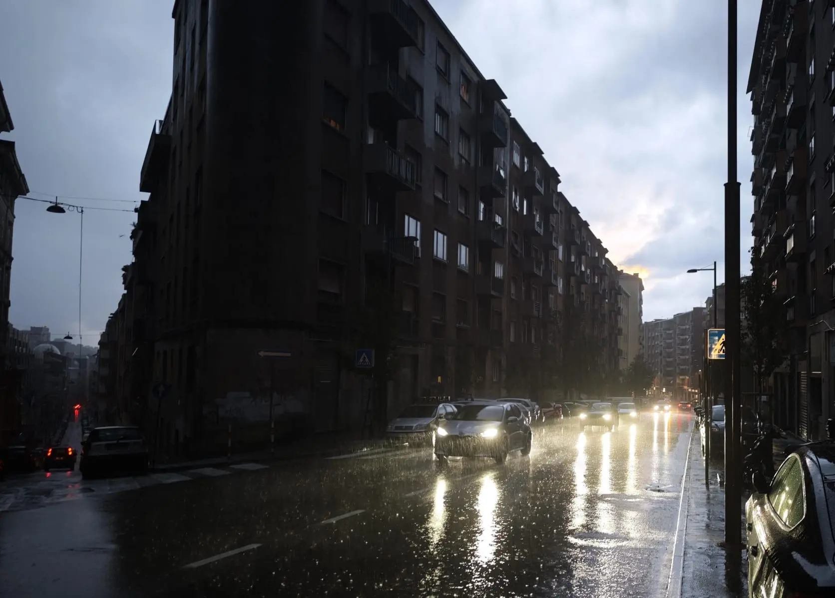 Black out in via Fabio Severo: l'arteria senza illuminazione pubblica. Foto servizio Lasorte