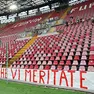 Lo striscione in curva nella partita contro il Lecco dello scorso 30 agosto (Bruni)