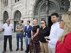 Una delle conferenze stampa indette dal centrosinistra contro la cabinovia (Lasorte)