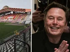 A sinistra lo stadio Rocco, a destra Elon Musk
