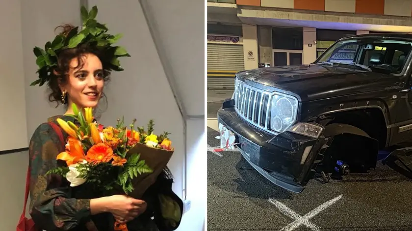 A sinistra Marta Gianelli, a destra la Jeep coinvolta nell'incidente