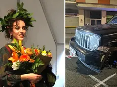 A sinistra Marta Gianelli, a destra la Jeep coinvolta nell'incidente