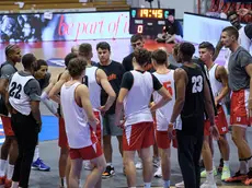 Un momento dell’allenamento a porte aperte al PalaTrieste (Silvano)