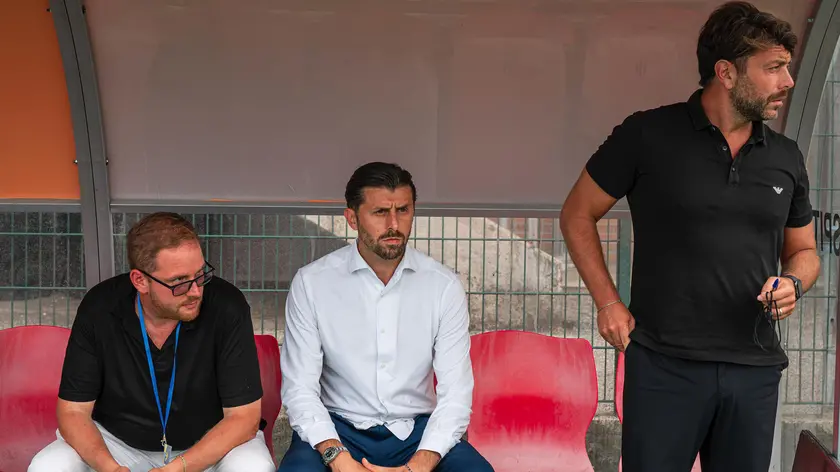 Il dg Menta, il ds Franco e il tecnico Marino (Foto Quarantotto/Lasorte)
