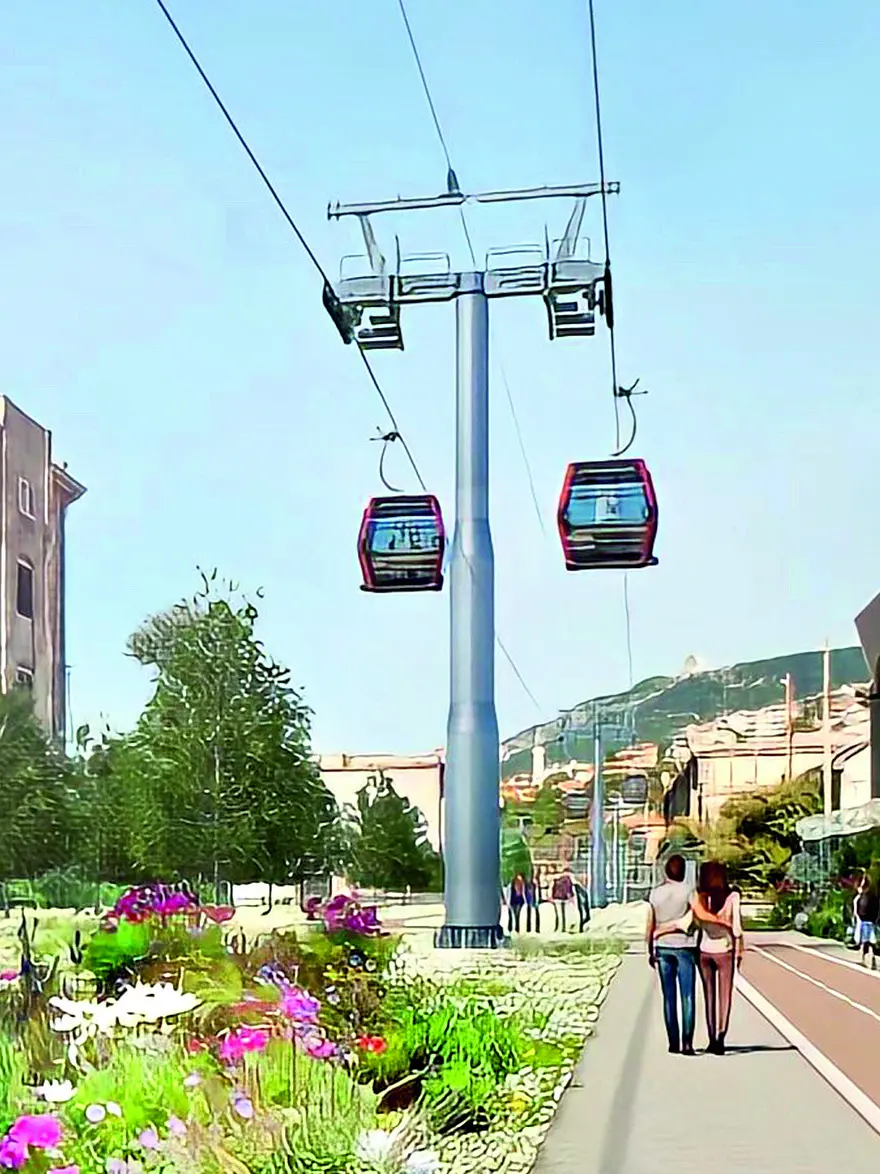 Un rendering della cabinovia di Trieste
