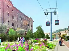 Un rendering della cabinovia di Trieste