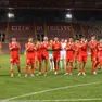 L'esultanza della Triestina dopo la vittoria contro Arzignano. Fotoservizio Lasorte