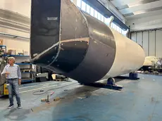 Il Batiscafo Trieste in costruzione con il ceo di M23 Bruno Peracchi
