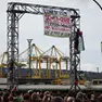 Il raduno al porto di Trieste di lunedì scorso allo sciopero generale per Gaza. Foto Lasorte