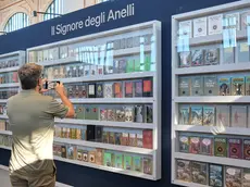 Un angolo della mostra di Tolkien al Salone degli Incanti foto Silvano