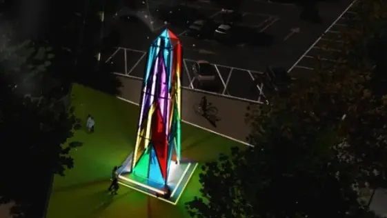 Un rendering dell’obelisco che verrà inaugurato nella serata di sabato 18 ottobre
