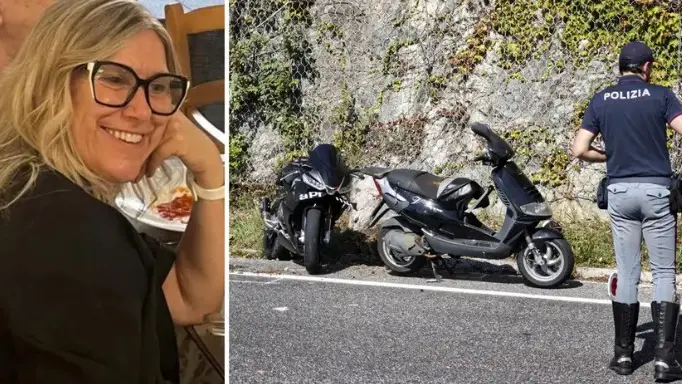 A sinistra Raffaella Sabadin, a destra l'incidente in Costiera