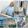 Tre inquilini indicano ciò che non va, una facciata esterna ricoperta di muffa, il sentiero interno allagato durante la pioggia e la tettoia “fai da te” anti-allagamenti. In alto a destra, nella foto di Katia Bonaventura, il parcheggio “full"