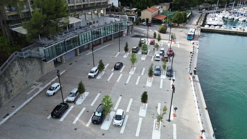 Il parcheggio Nord del porticciolo di Grignano Foto Bruni
