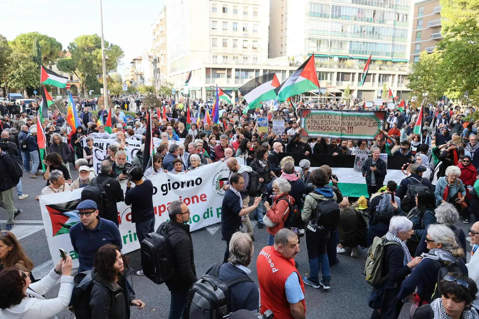 Migliaia di persone con la bandiera della Palestina che sventola e dà il via: è partito da piazza della Repubblica il corteo ProPal. I manifestanti attraverseranno il centro di Udine per dirigersi in piazza Primo Maggio. "Free Palestine", "fermate il genocidio" tra i cori dei partecipanti all'evento che, secondo gli organizzatori, sono oltre 10 mila.