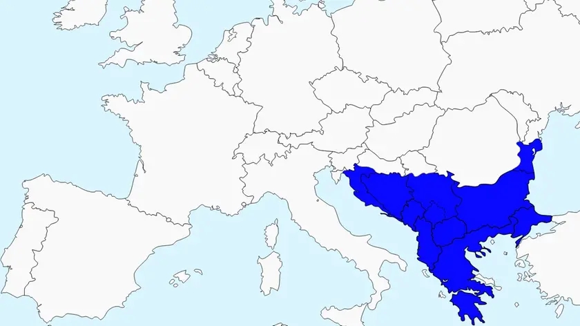 La penisola balcanica in una mappa tratta da Wikipedia