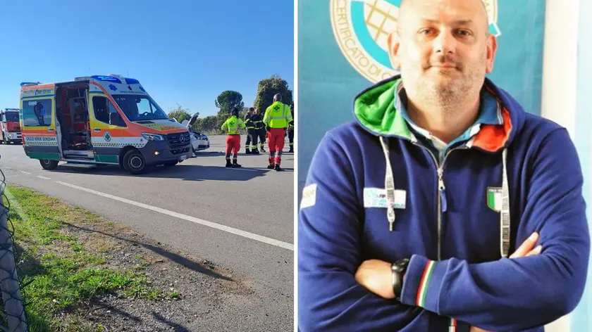 A sinistra il luogo dell'incidente, a destra Marco Ferrara