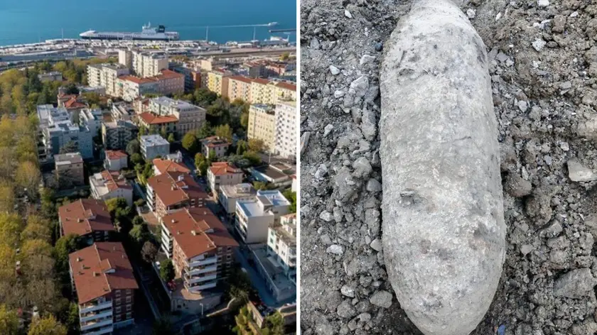 A sinistra San Vito e Campo Marzio (foto Silvano), a destra la bomba