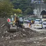 Il cantiere in via Salata, all’uscita della galleria di Montebello, che ospiterà il supermercato Aldi Foto Lasorte