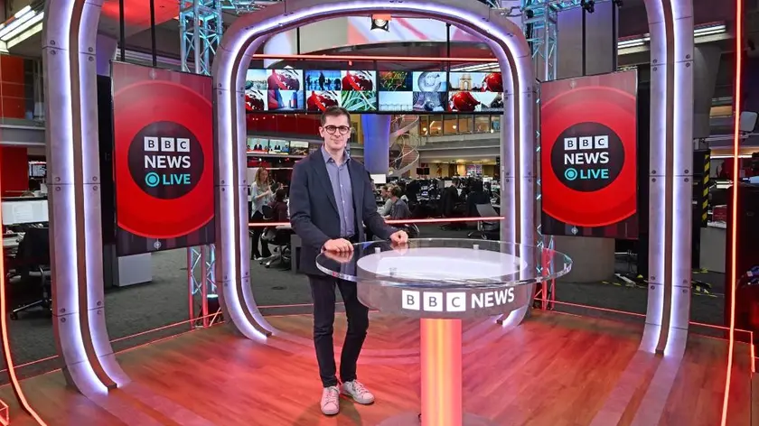 Federico Favretto negli studi della Bbc a Londra