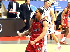 L’urlo di Juan Toscano-Anderson grande protagonista del derby vinto da Trieste contro Udine foto Bruni