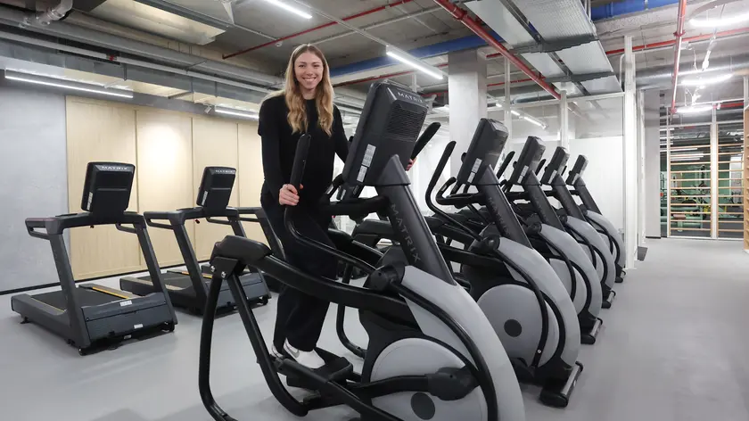 Sarah Fahr all' inaugurazione della palestra McFit (Lasorte)