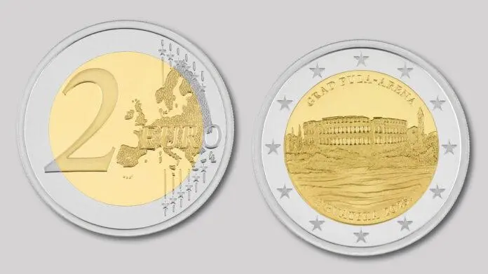 La moneta commemorativa da 2 euro. (Foto Banca centrale croata)
