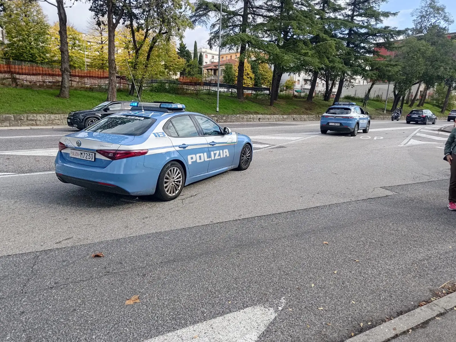 La polizia in via Flavia
