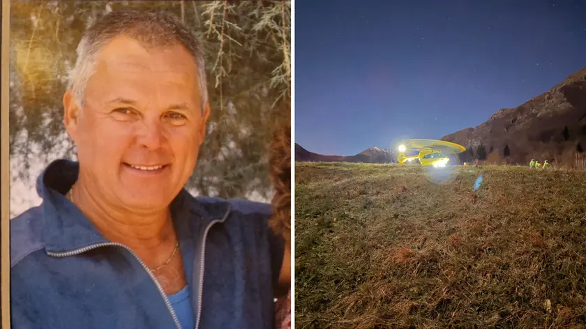 Adriano Rossi e l'elisoccorso impiegato per le ricerche